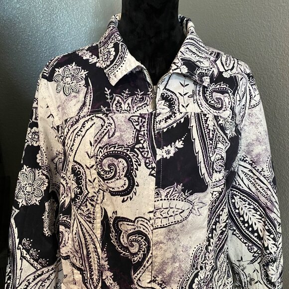 Chico's Jacket Womens Size 3 XL Paisley 3/4 Sleeves Pockets Lightweight Travel - Picture 2 of 9